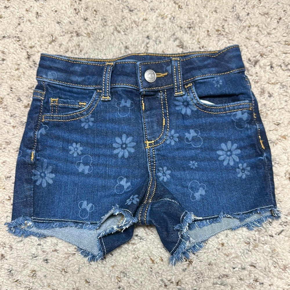 Kids Denim Shorts with Minnie Mouse Floral Print